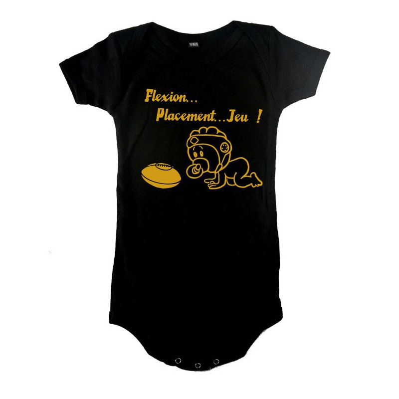 Body bébé "Flexion... Jeu !!" Noir/Or