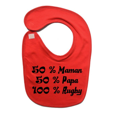 Bavoir bébé "100 % rugby " Rouge/Noir