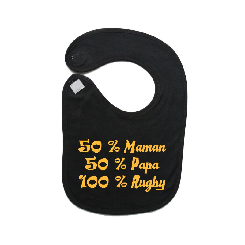 Bavoir bébé "100 % rugby " Noir/Or