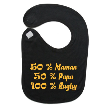 Bavoir bébé "100 % rugby " Noir/Or
