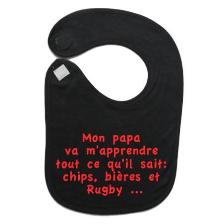 Bavoir bébé "Chips" Noir/Rouge