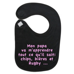 Bavoir bébé "Chips" Noir/Rose