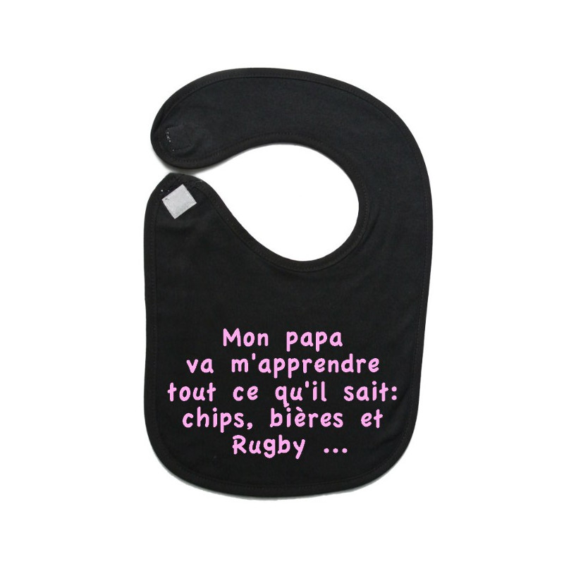 Bavoir bébé "Chips" Noir/Rose