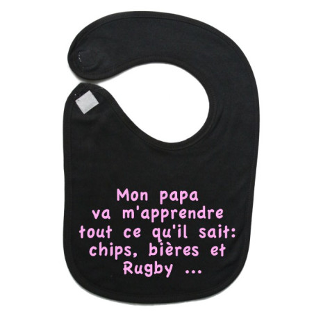 Bavoir bébé "Chips" Noir/Rose