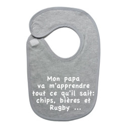 Bavoir bébé "Chips" Gris/Blanc