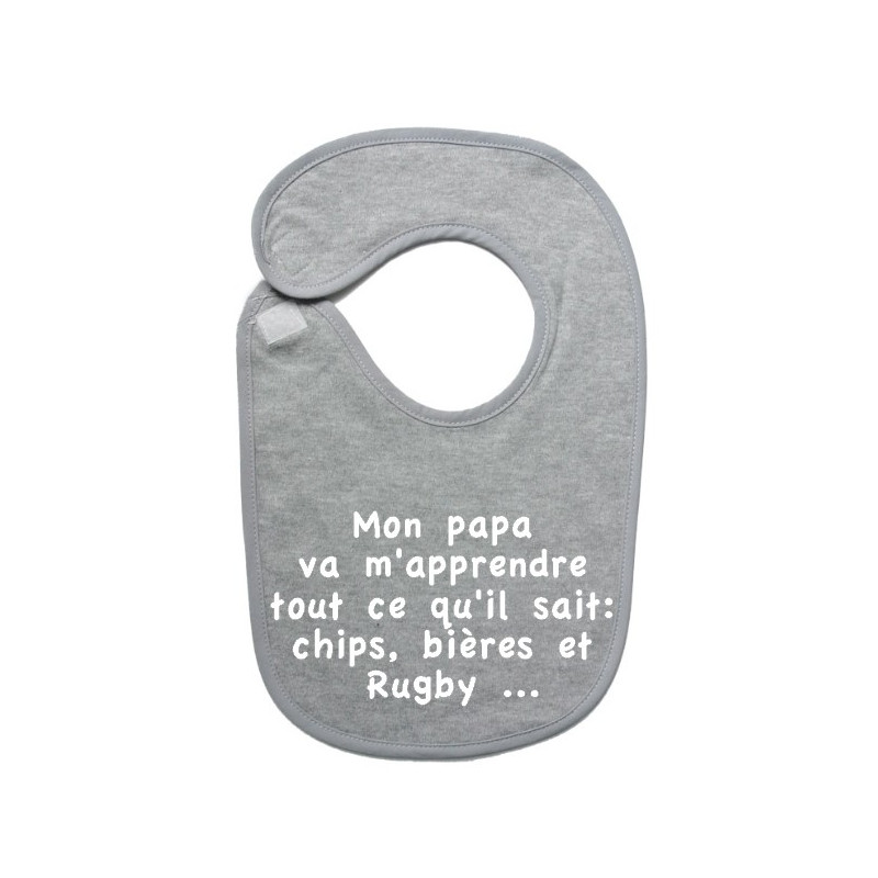 Bavoir bébé "Chips" Gris/Blanc