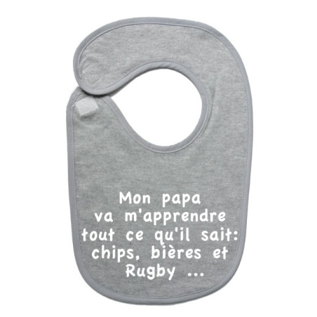 Bavoir bébé "Chips" Gris/Blanc