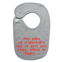 Bavoir bébé "Chips" Gris/Rouge