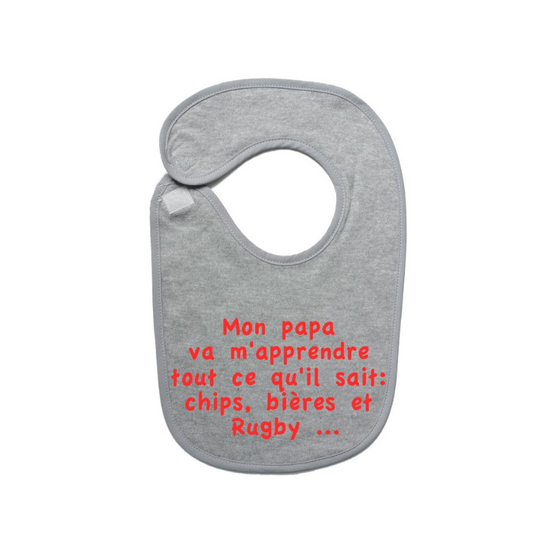 Bavoir bébé "Chips" Gris/Rouge