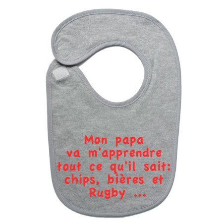 Bavoir bébé "Chips" Gris/Rouge