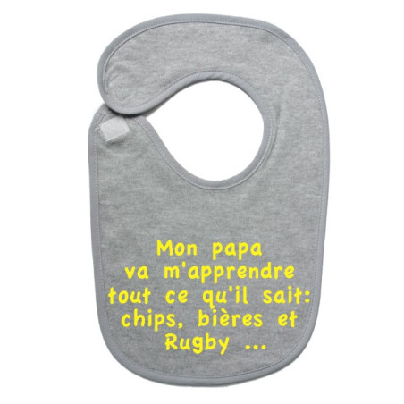 Bavoir bébé "Chips" Gris/Jaune
