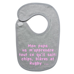 Bavoir bébé "Chips" Gris/Rose