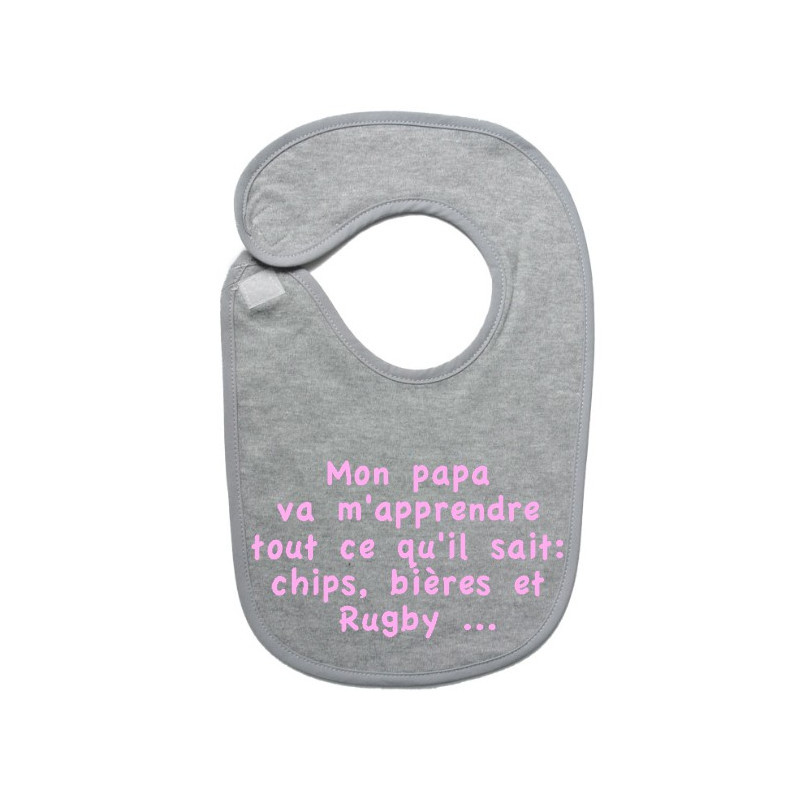 Bavoir bébé "Chips" Gris/Rose