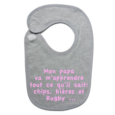 Bavoir bébé "Chips" Gris/Rose