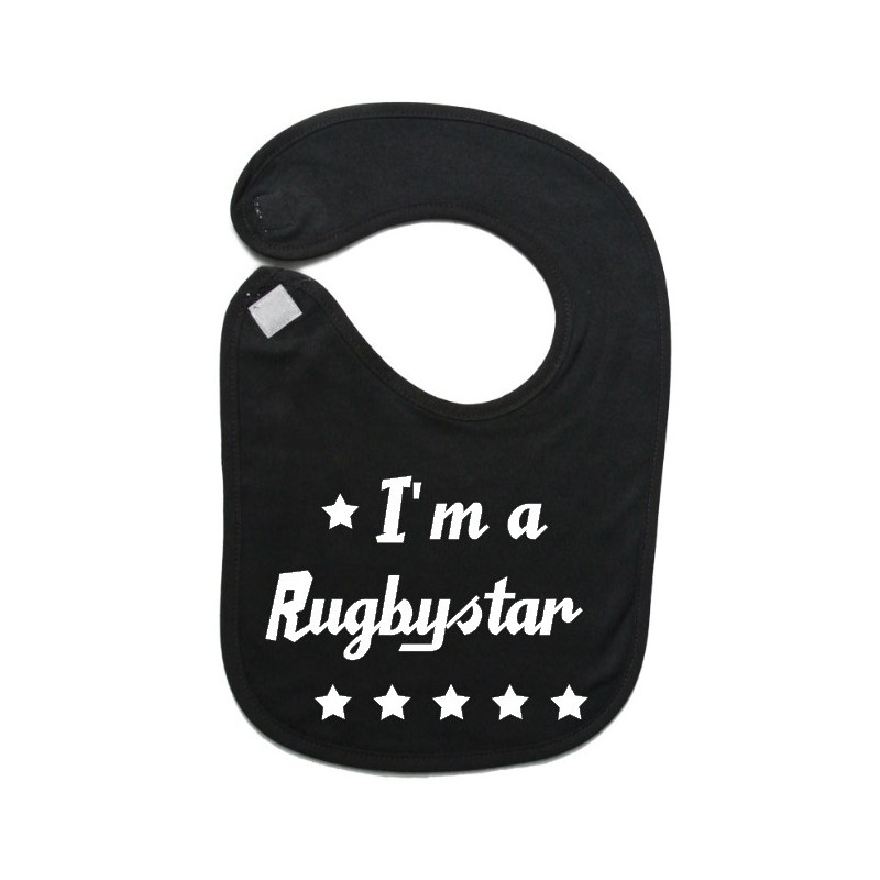 Bavoir bébé "Rugbystar" Noir/Blanc