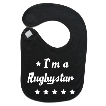 Bavoir bébé "Rugbystar" Noir/Blanc