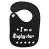 Bavoir bébé "Rugbystar" Noir/Blanc