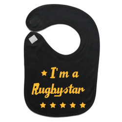 Bavoir bébé "Rugbystar" Noir/Or
