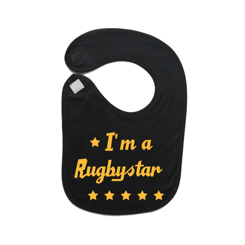 Bavoir bébé "Rugbystar" Noir/Or