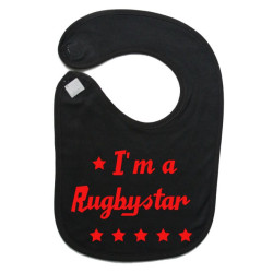 Bavoir bébé "Rugbystar" Noir/Rouge
