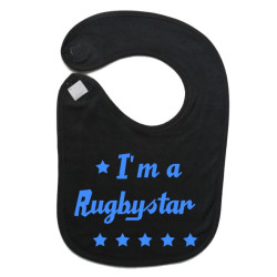 Bavoir bébé "Rugbystar" Noir/Bleu