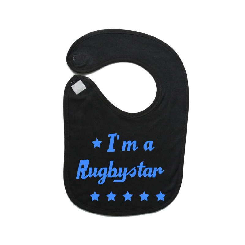 Bavoir bébé "Rugbystar" Noir/Bleu