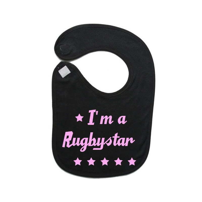 Bavoir bébé "Rugbystar" Noir/Rose