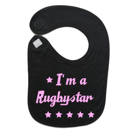 Bavoir bébé "Rugbystar" Noir/Rose