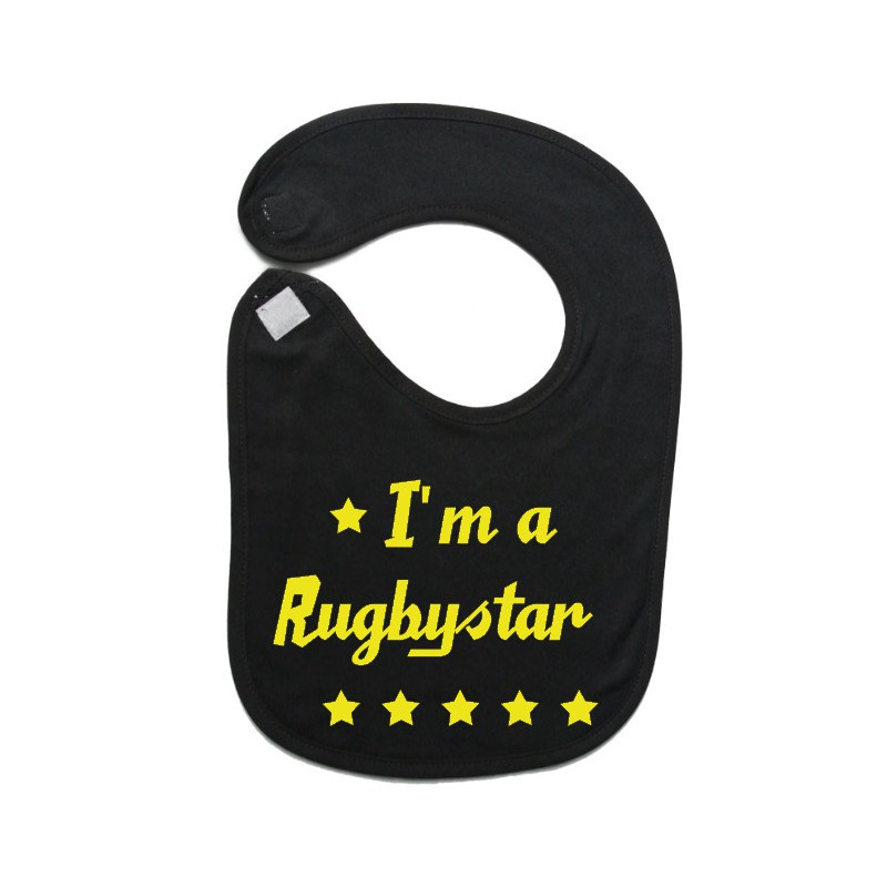 Bavoir bébé "Rugbystar" Noir/Jaune