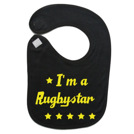 Bavoir bébé "Rugbystar" Noir/Jaune