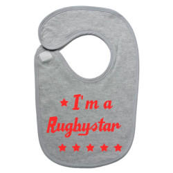 Bavoir bébé "Rugbystar" Gris/Rouge