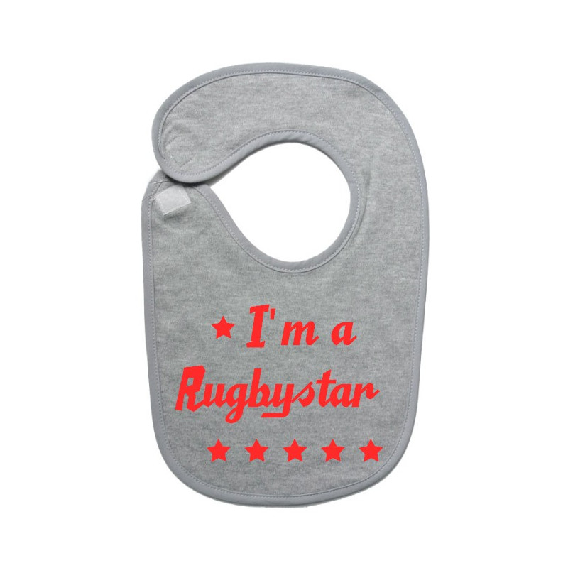Bavoir bébé "Rugbystar" Gris/Rouge
