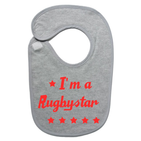 Bavoir bébé "Rugbystar" Gris/Rouge