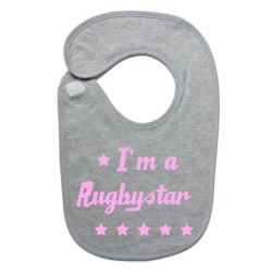 Bavoir bébé "Rugbystar" Gris/Rose