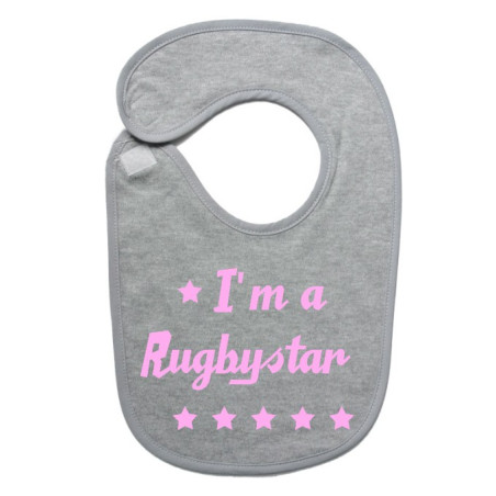 Bavoir bébé "Rugbystar" Gris/Rose