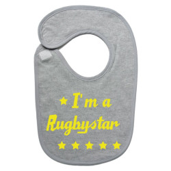 Bavoir bébé "Rugbystar" Gris/Jaune
