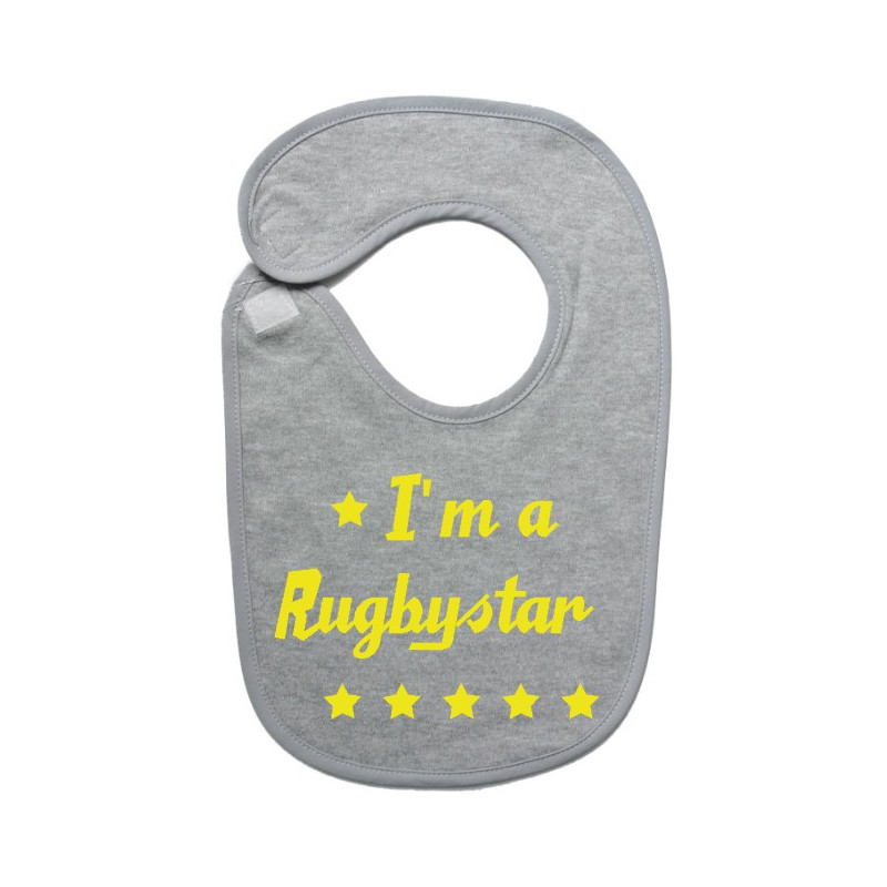 Bavoir bébé "Rugbystar" Gris/Jaune
