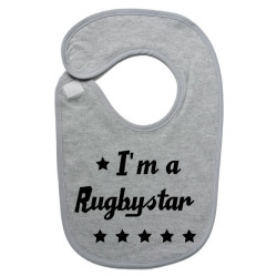 Bavoir bébé "Rugbystar" Gris/Noir