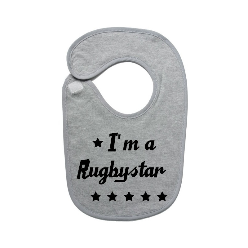 Bavoir bébé "Rugbystar" Gris/Noir
