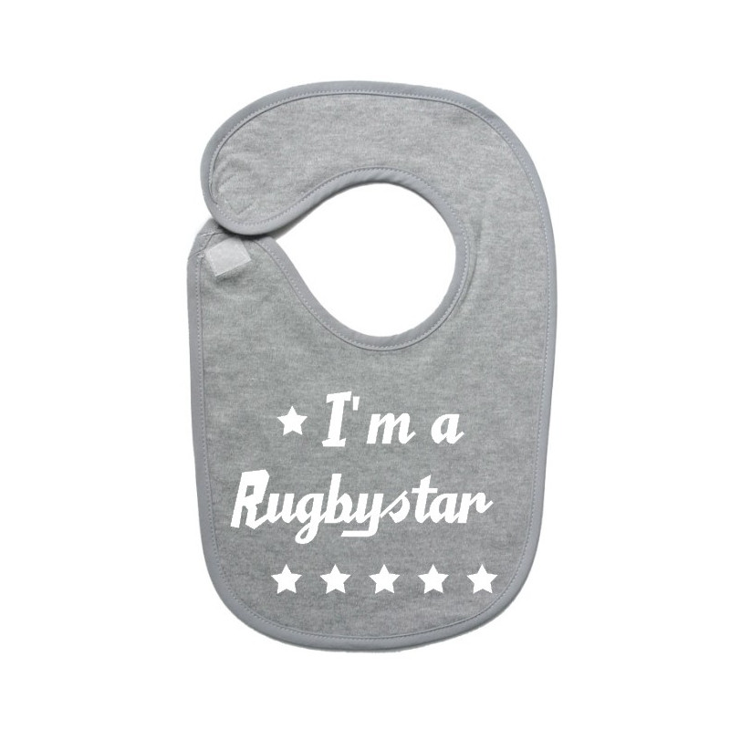 Bavoir bébé "Rugbystar" Gris/Blanc