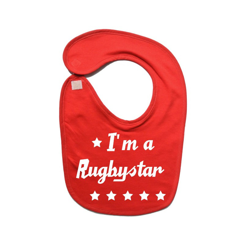 Bavoir bébé "Rugbystar" Rouge/Blanc