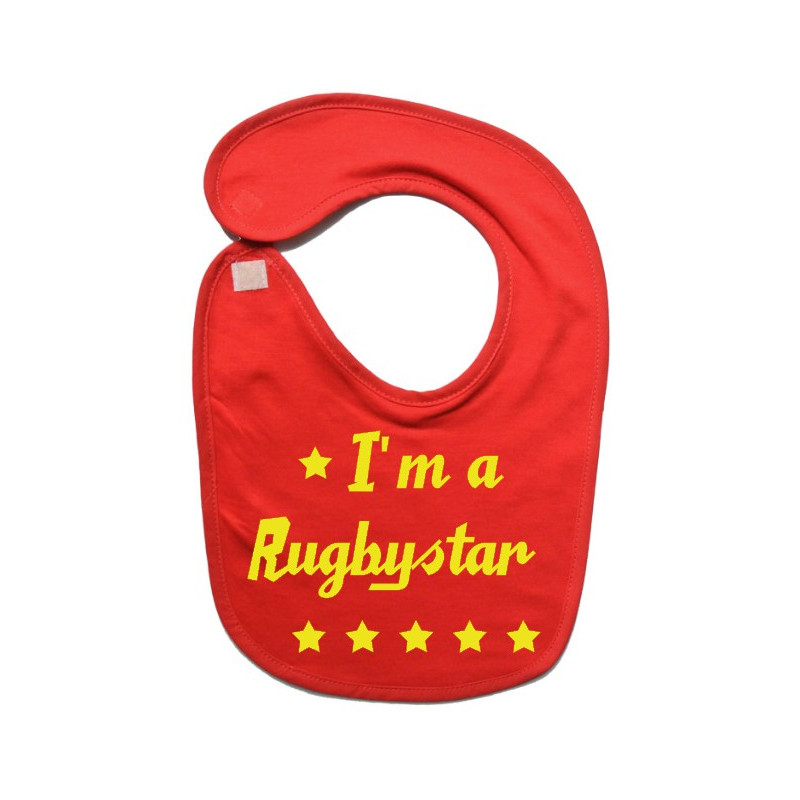 Bavoir bébé "Rugbystar" Rouge/Jaune