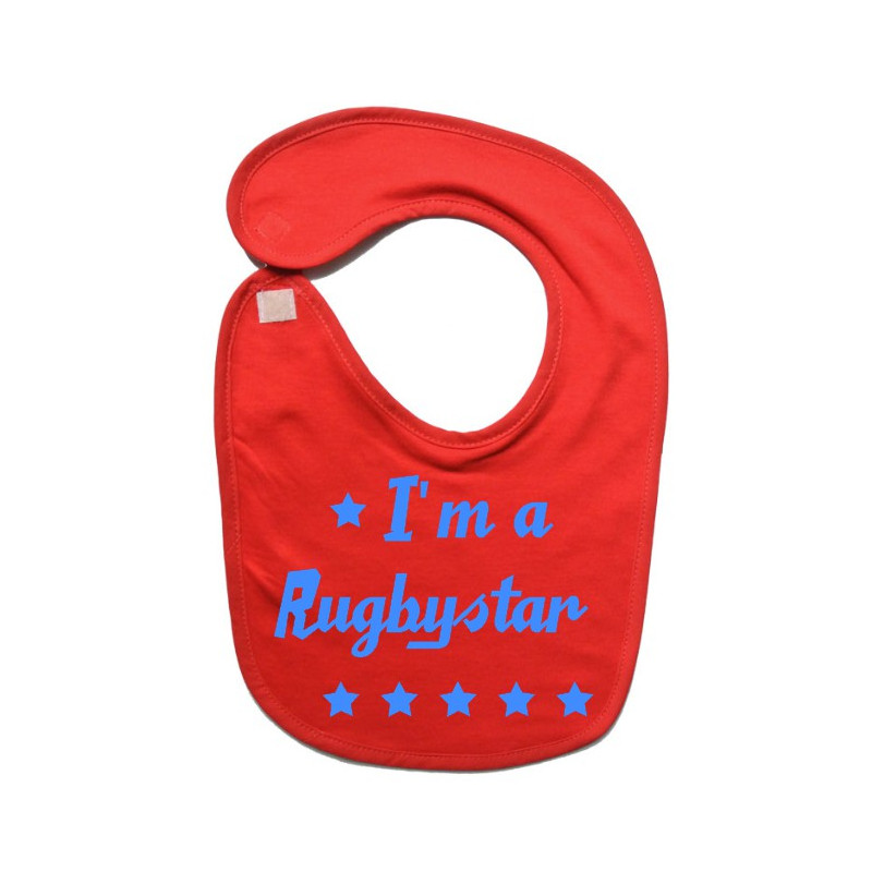 Bavoir bébé "Rugbystar" Rouge/Bleu