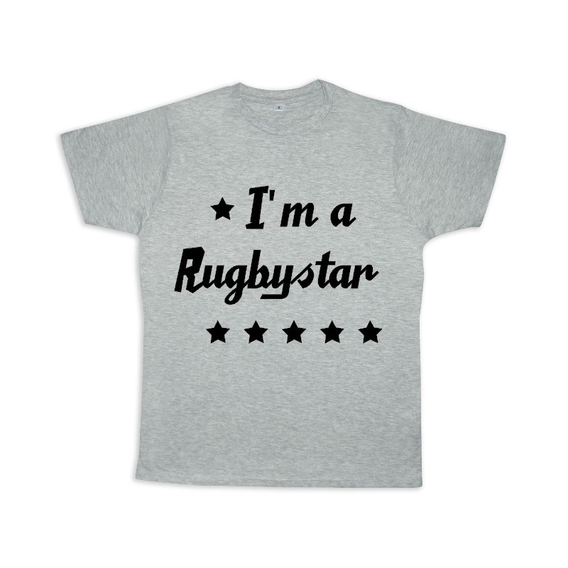 Tee shirt rugby bébé "Rugbystar" Gris/Noir