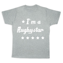 Tee shirt rugby bébé "Rugbystar" Gris/Blanc