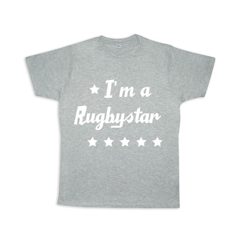 Tee shirt rugby bébé "Rugbystar" Gris/Blanc