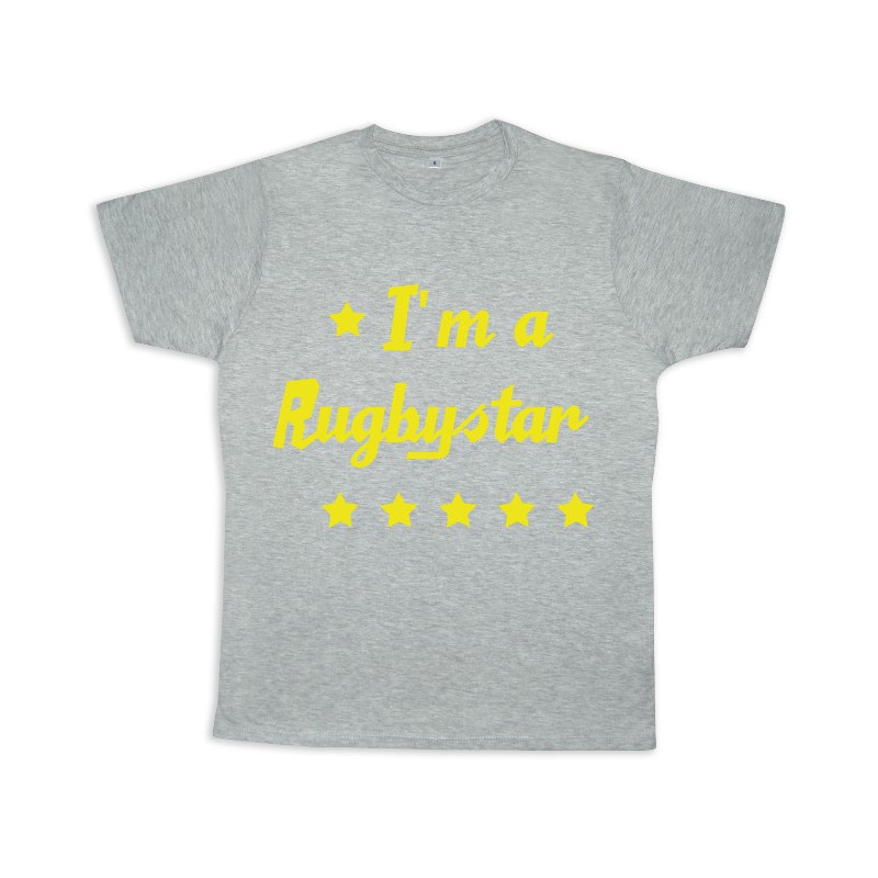 Tee shirt rugby bébé "Rugbystar" Gris/Jaune