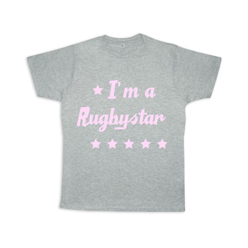 Tee shirt rugby bébé "Rugbystar" Gris/Rose