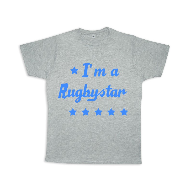 Tee shirt rugby bébé "Rugbystar" Gris/Bleu