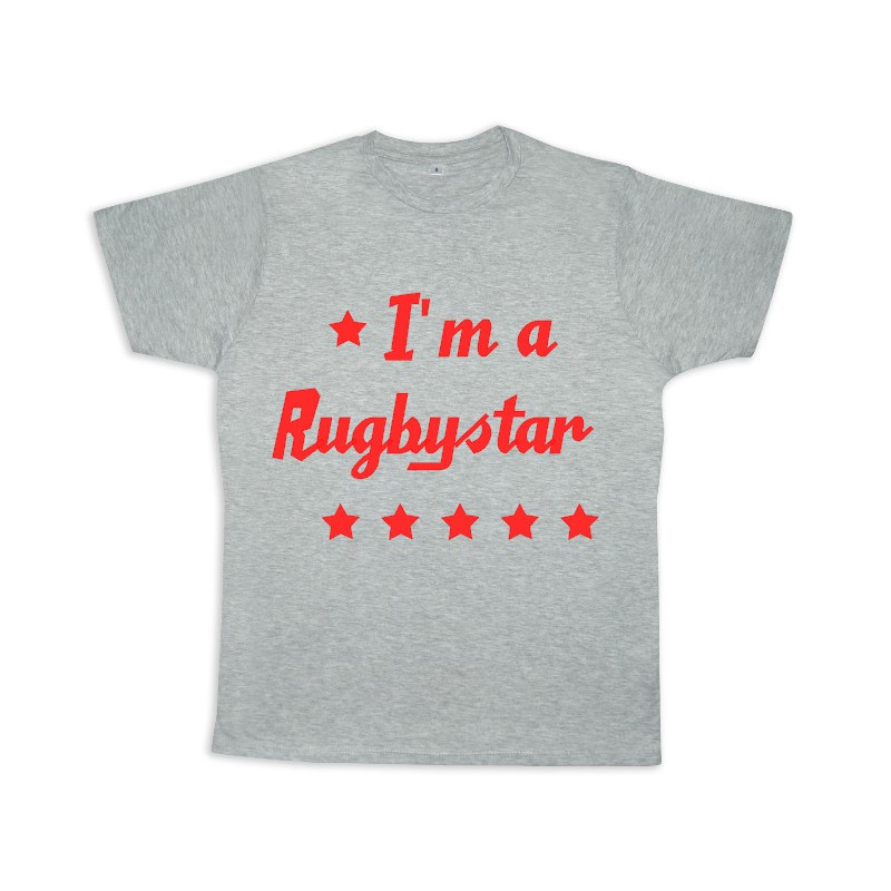 Tee shirt rugby bébé "Rugbystar" Gris/Rouge